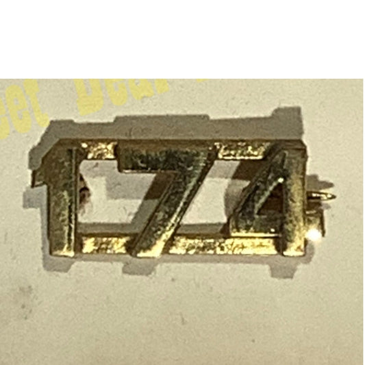 Early/Mid 1900s Brass C-Clasp Number "174" Collar Device 3/8"H Hat / Lapel Pin