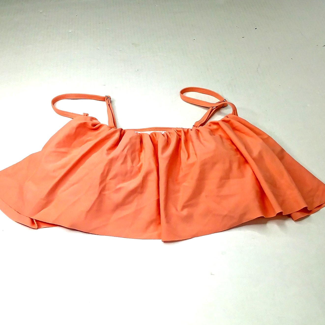 Cupshe Coral Pink Flounce Bikini Top Med (8-10) Ruffle Spaghetti Strap NWOT