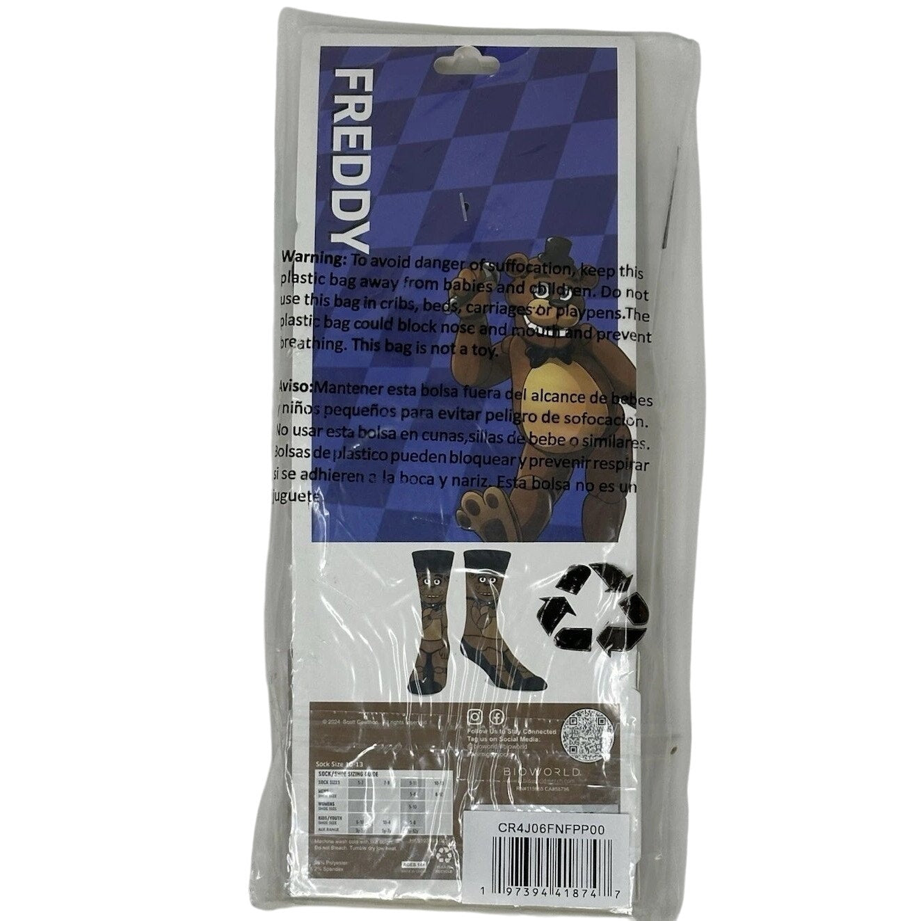 Five Nights at Freddy's Freddy Fazbear Animigos 360 Character Socks, Crew Length