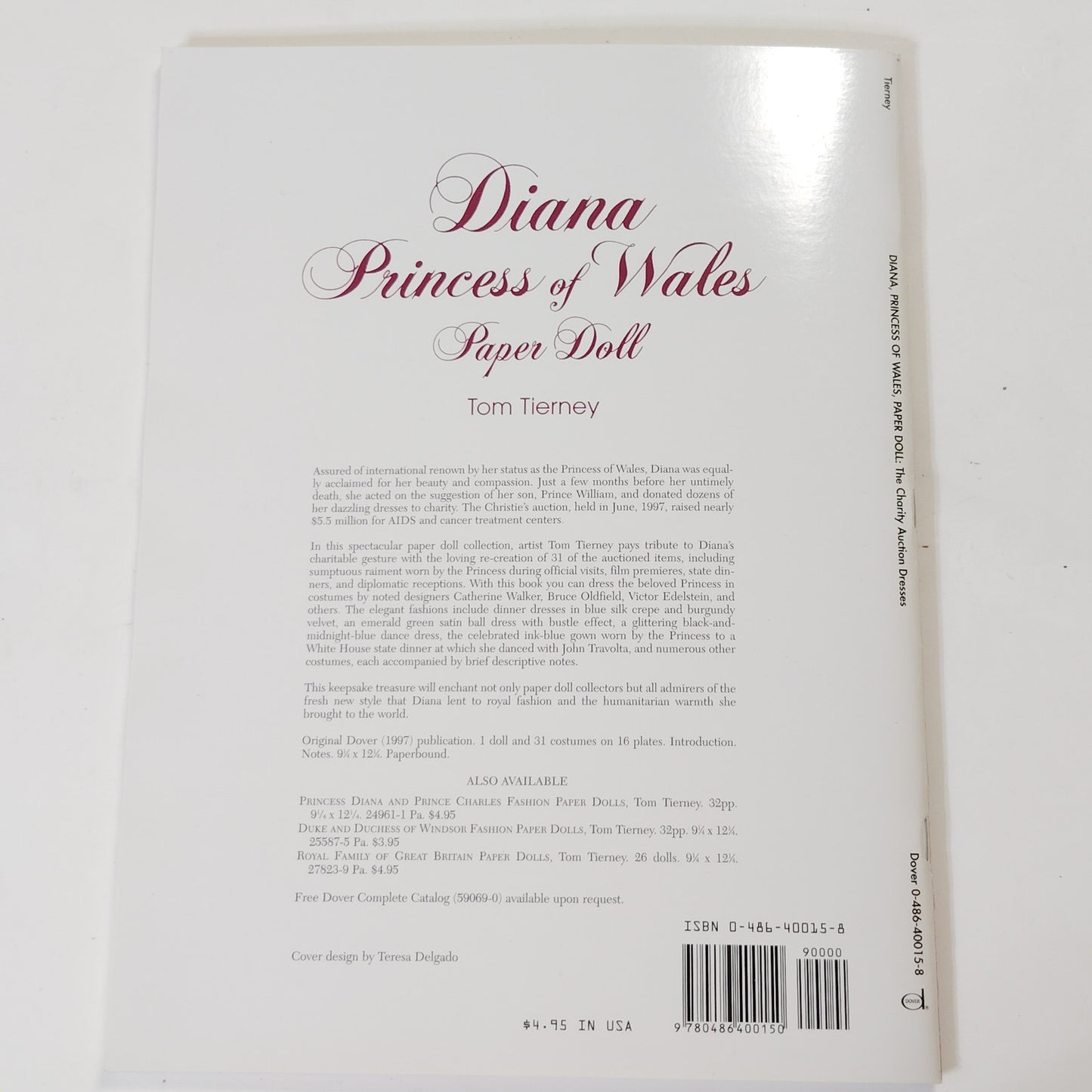 Diana Princess of Wales Paper Doll Charity Auction Dresses 1997 Paperback