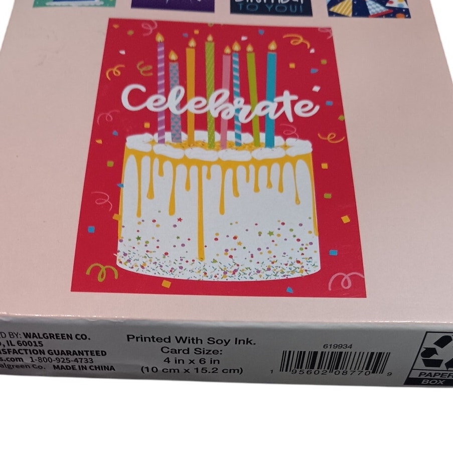 ME Birthday Cards - 10-Pack - 5 Styles x 2 Each - 4"x6" - Soy Ink - PN 619934