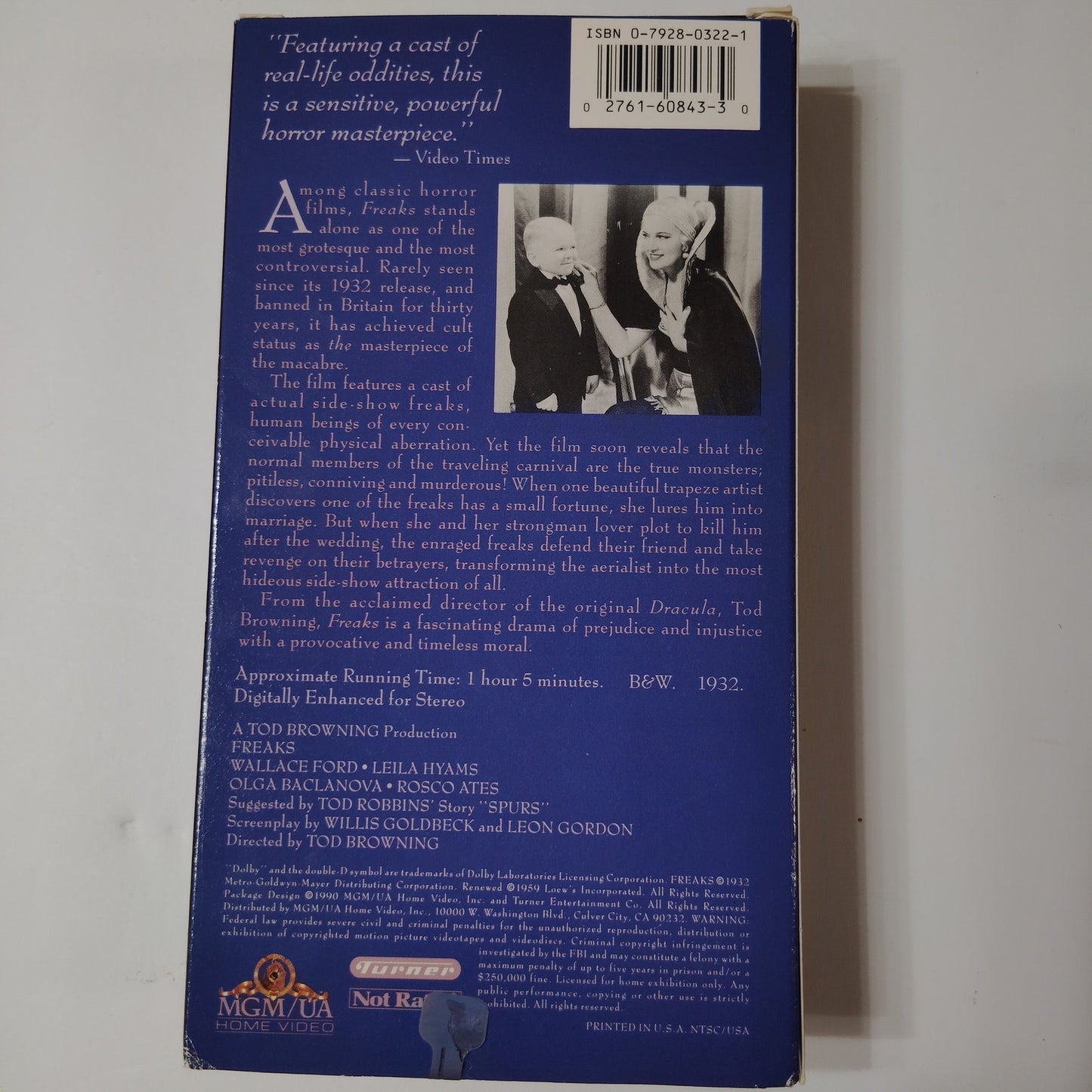 Freaks VHS 1932 Tod Browning B&W 1990 MGM/UA Home Video Vintage Horror