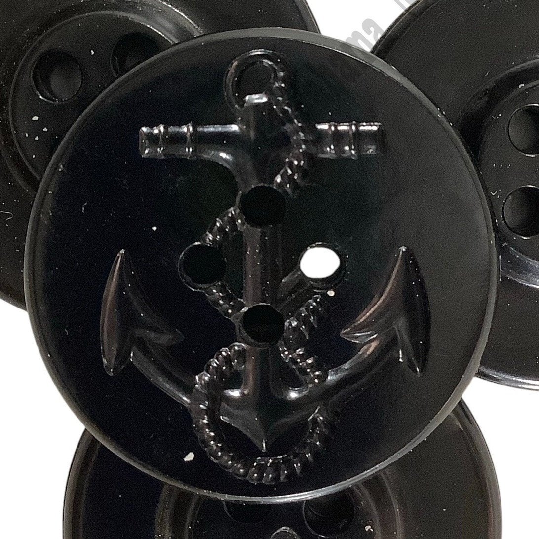 4-PK , 1-1/4" 4-Hole, U.S. Navy Coat Buttons for Peacoat, Trench Coat, Black