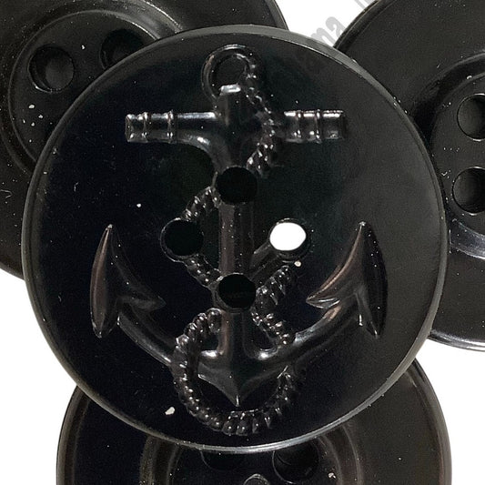 4-PK , 1-1/4" 4-Hole, U.S. Navy Coat Buttons for Peacoat, Trench Coat, Black