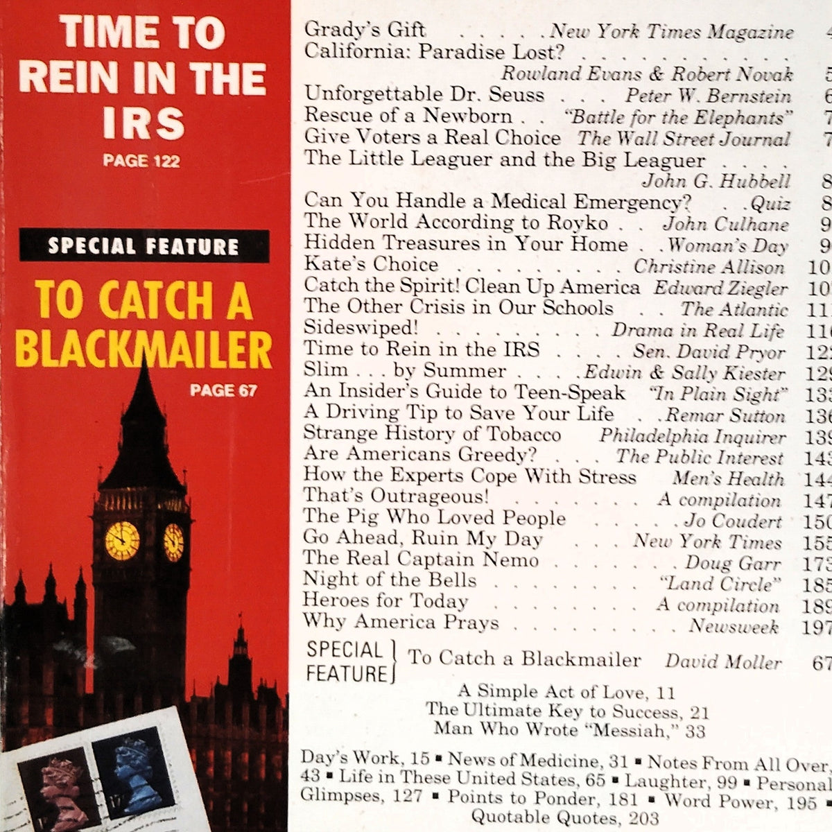 Reader's Digest April 1992 Vintage Magazine - Dr. Seuss, Time to Rein in the IRS