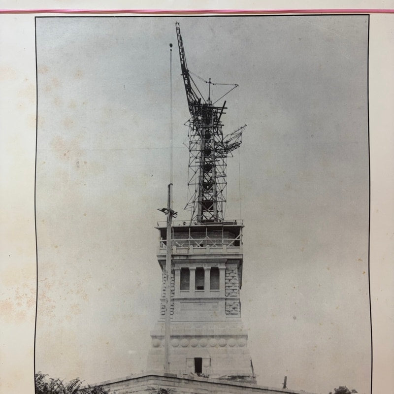 Vintage 1885 Statue of Liberty Pedestal & Framework Print - 20"x16" Black/White