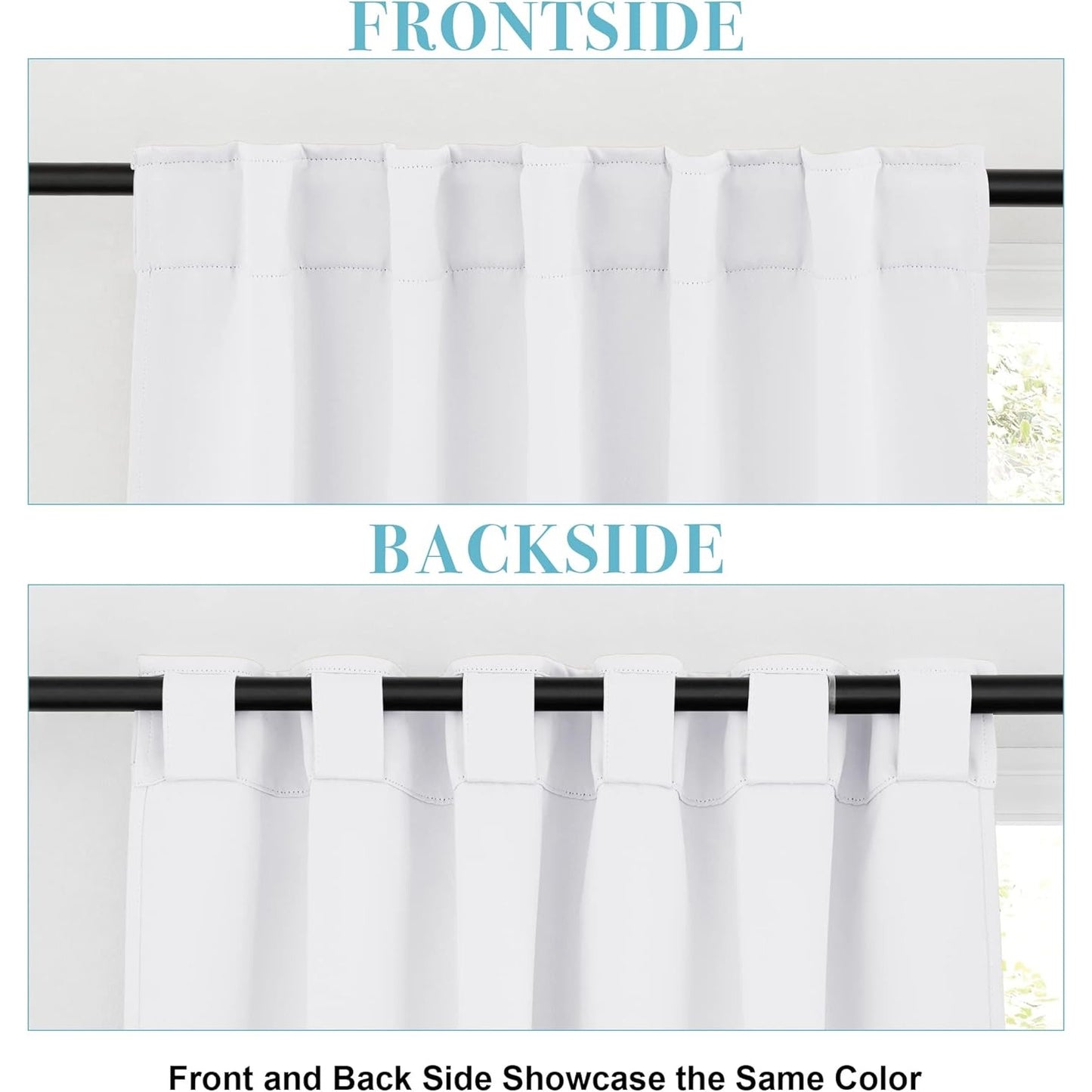 White Short Curtains 42x63 Room Darkening Thermal Insulated Drapes 2 Panels
