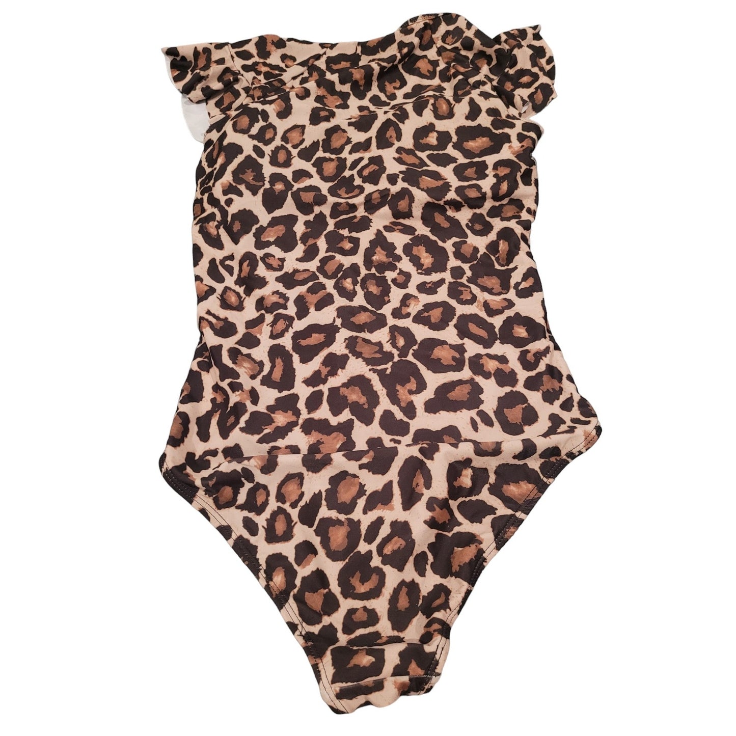 Tempt Me One Piece Swimsuit, Leopard Print, Zip Front, S/S Rash Guard, S (4-6)