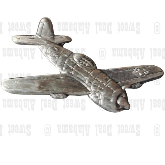 Thunderbolt P-47 Aircraft, Patinated Silver Tone Hat, Lapel Pin 1-1/4"W x 5/8"H