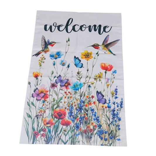 Hummingbird Wildflower Garden Flag 12×16 in Double‑Sided (No Stand)