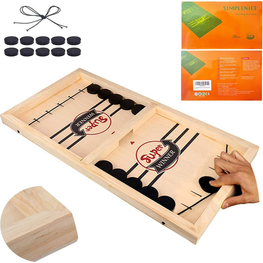 Fast Sling Puck Game – Adults Large Size – Wooden Super Winner Board Game