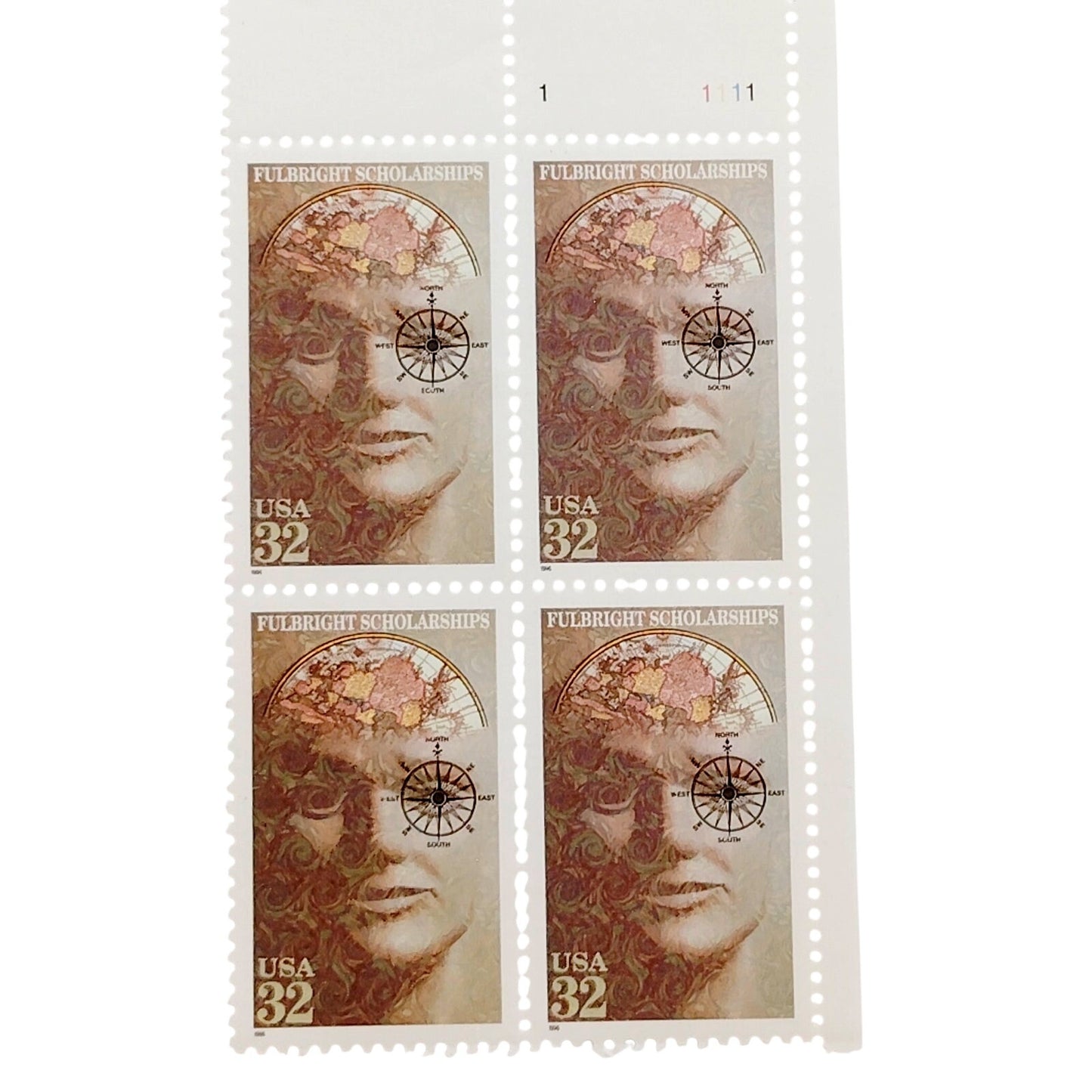 Block of 4 – 1996 USA 32¢ Fulbright Scholarships MNH Scott 3065