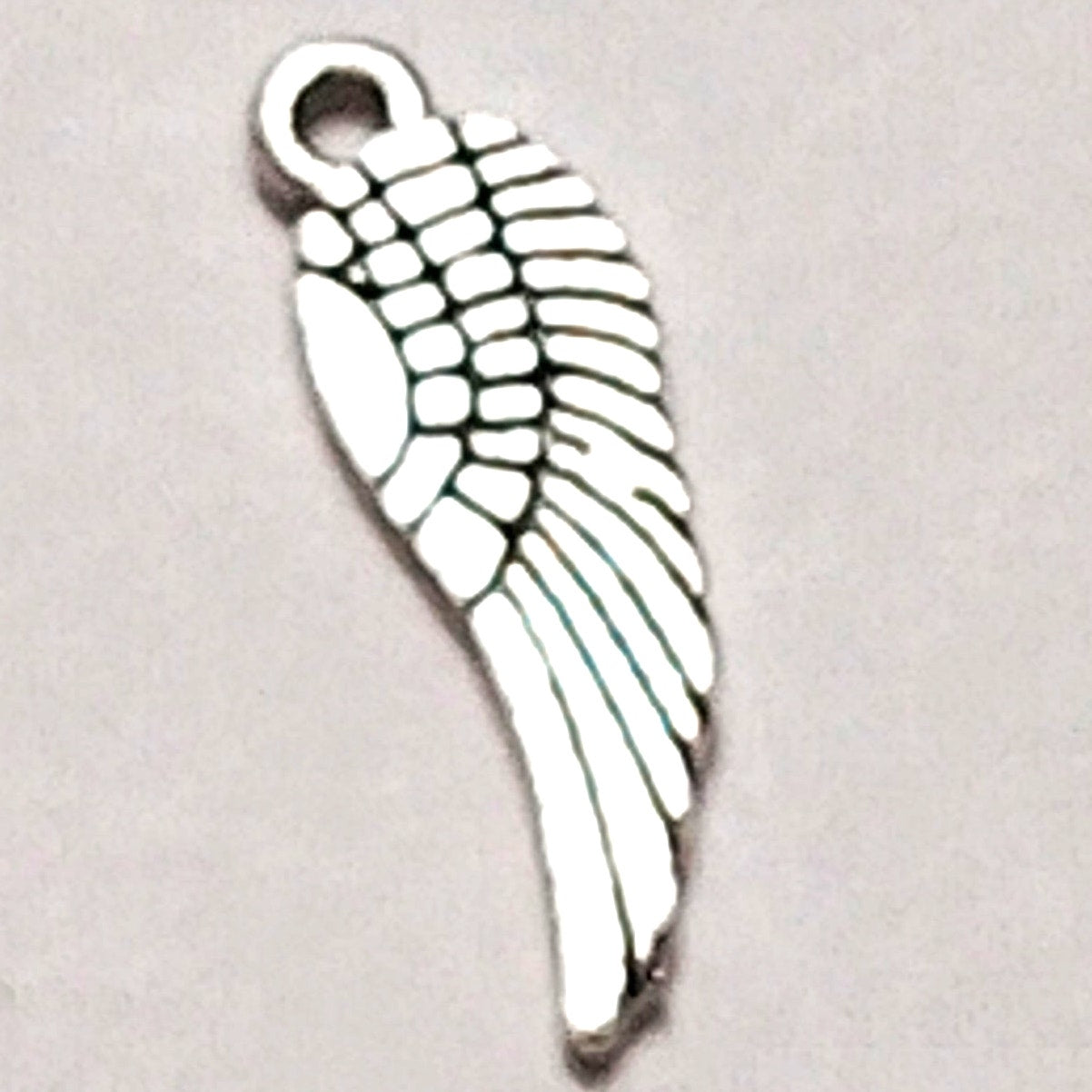Angel Wing Charm Silver‑Tone Metal Feather Pendant 1/2" Symbol of Protection
