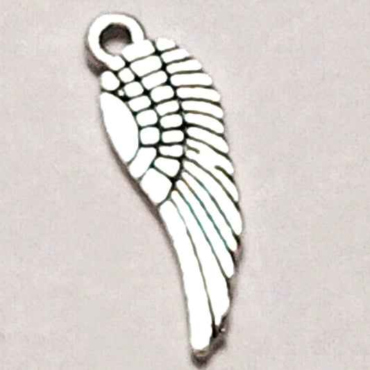 Angel Wing Charm Silver‑Tone Metal Feather Pendant 1/2" Symbol of Protection