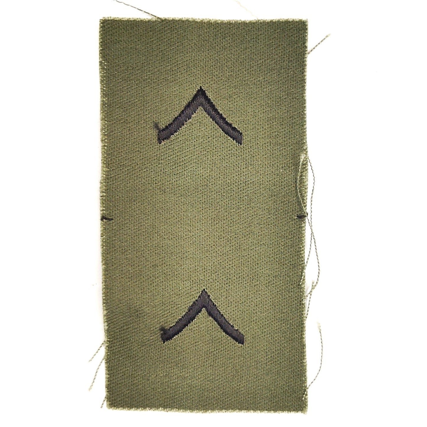 US Army Private PV2 E‑2 Rank Patch Vietnam Era ODG Black Sew‑On NOS 4" × 2"