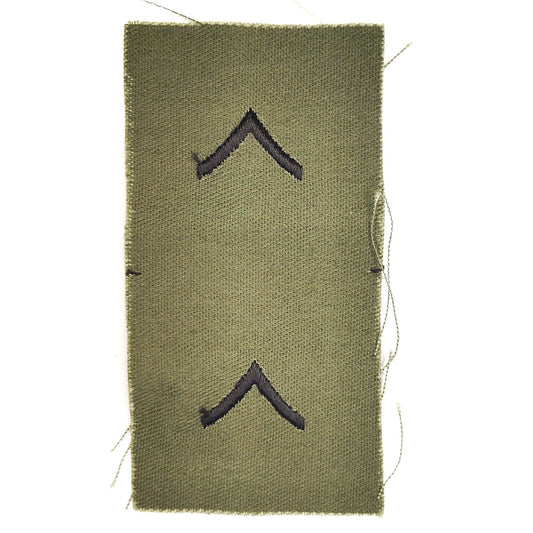 US Army Private PV2 E‑2 Rank Patch Vietnam Era ODG Black Sew‑On NOS 4" × 2"