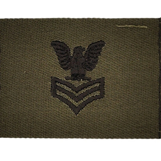 US Navy PO1 E‑6 Subdued OD Rating Device Patch 2‑3/8" × 1‑3/4" Sew‑On Right Face