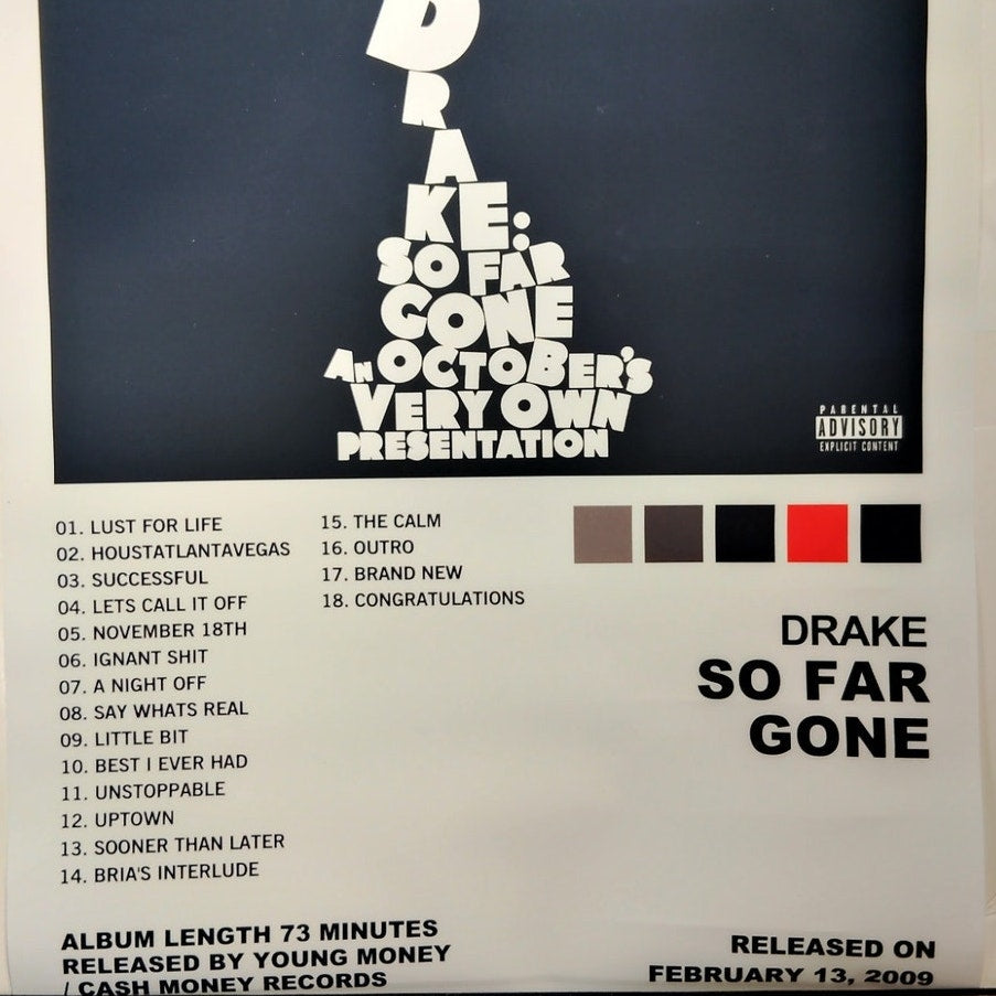 Drake So Far Gone Album Cover Canvas Print Poster, Hip Hop Music Wall Art Print, 12x16" Unframed
