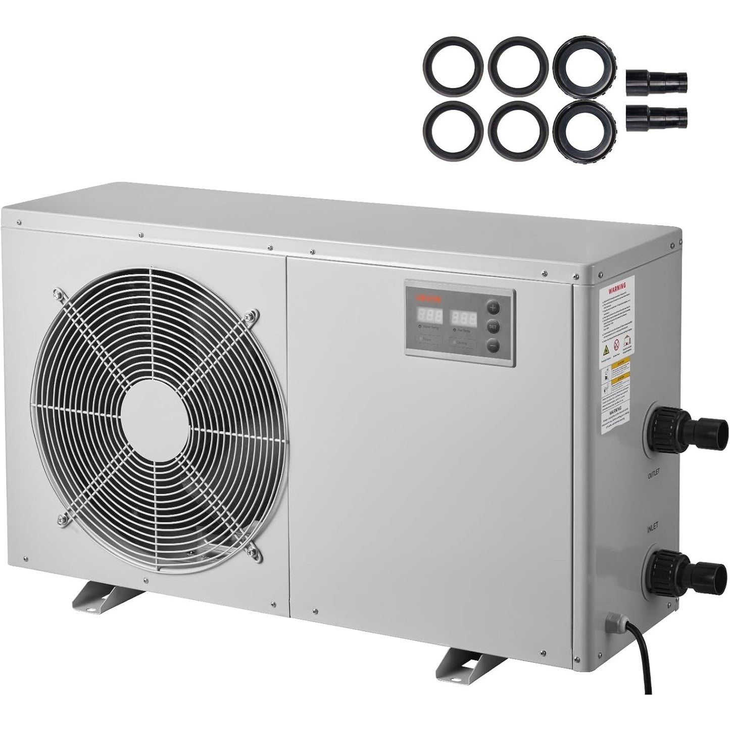 VEVOR Aquarium Chiller – 1.5 HP – 500 Gal – Titanium Evaporator – Gray
