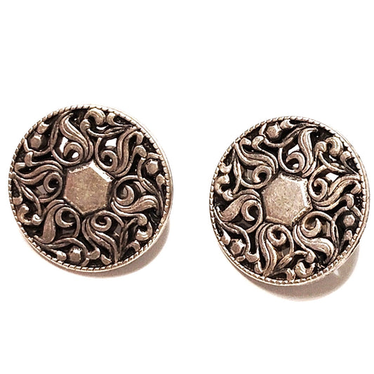 Ornate Filigree Shank Buttons Vintage Silver‑Tone 3/4" Decorative Sewing Crafts