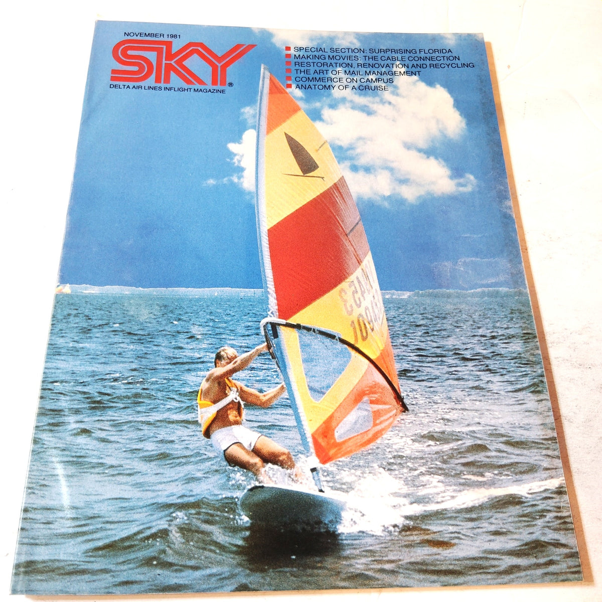 Delta SKY In-Flight Magazine November 1981 - Vintage Windsurfing Cover