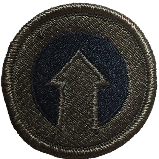 Pre-1989 Subdued Embroidered 1st Logistical Command Patch, ODG, Sew-On, 2"D