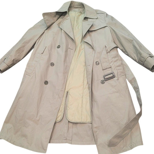U.S.M.C. All-Weather Raincoat – Size 38R – Pewter Tan – Double-Breasted with Belt & Removable Liner