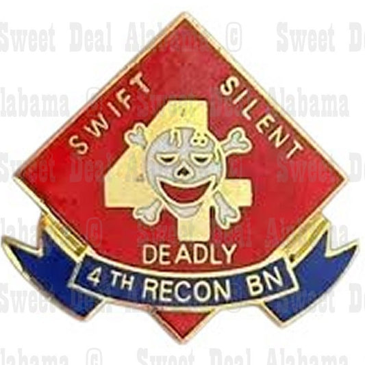 4th Recon Battalion, Swift Silent Deadly - Hat, Lapel, Brooch Pin 1"W x 1"H