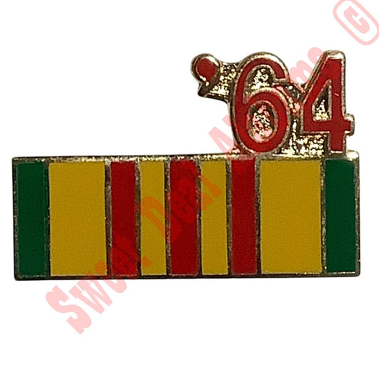 1964 Vietnam Service Ribbon- Hat, Lapel or Tie Pin 9/16"H x 7/8"W