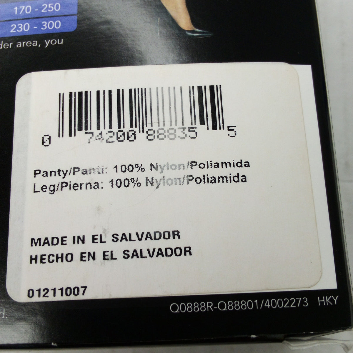 Just My Size JMS Day Sheer Non-Control Top Pantyhose 4X Off Black 2 Pair