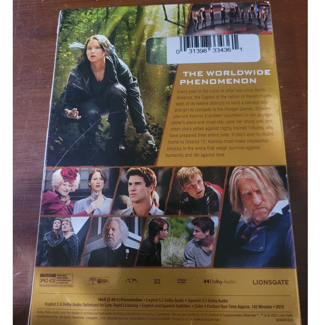 The Hunger Games DVD 2012 Action Adventure Dystopian Thriller, Jennifer Lawrence