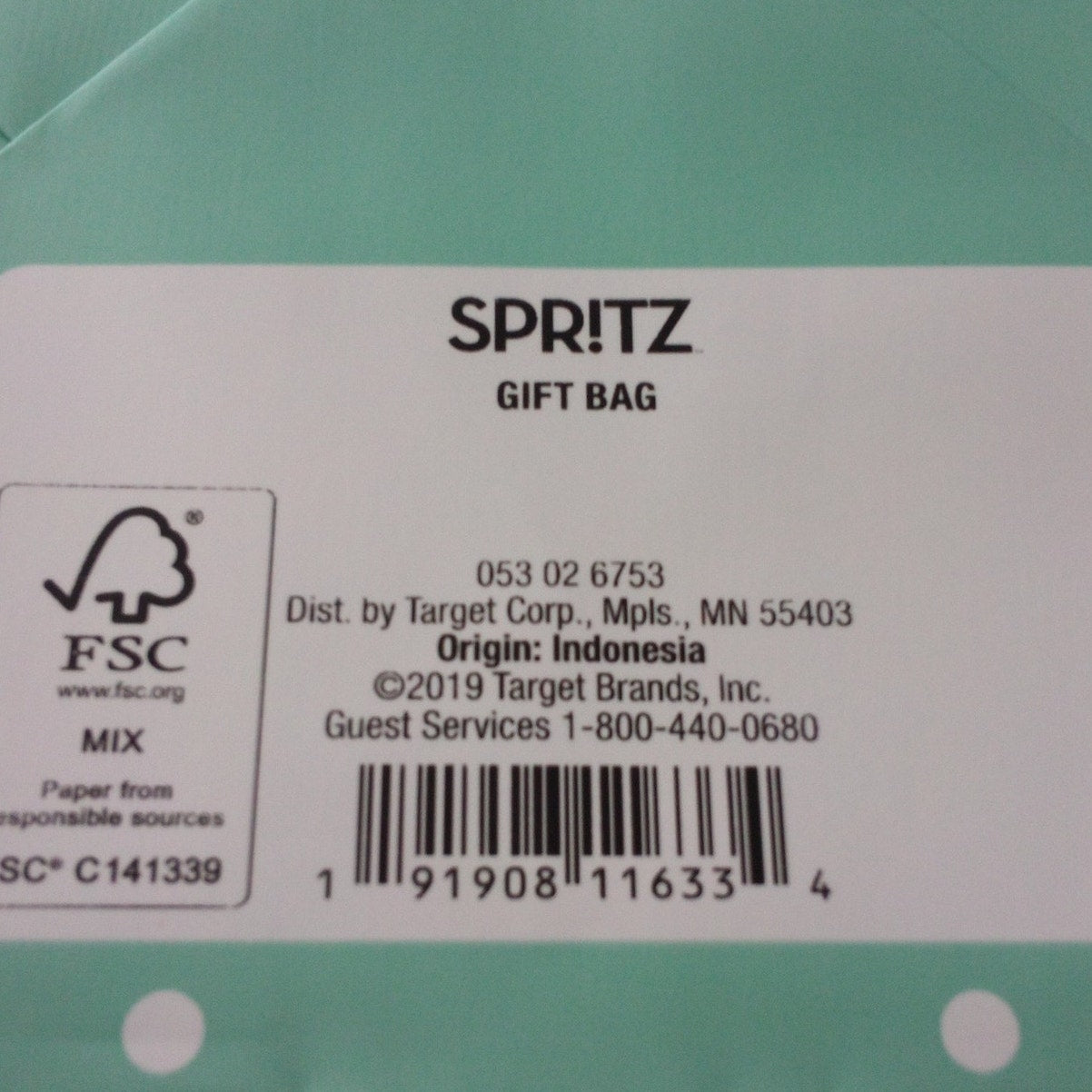 8-Pack Spritz Small Gift Bags – Mint Polka‑Dot – 8‑PK – 9‑3/4" × 7‑3/4"