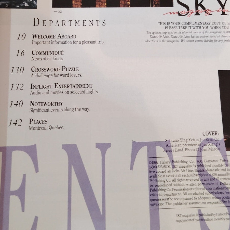 Delta SKY Magazine - April 1992 In-Flight Publication - Vintage Collectible