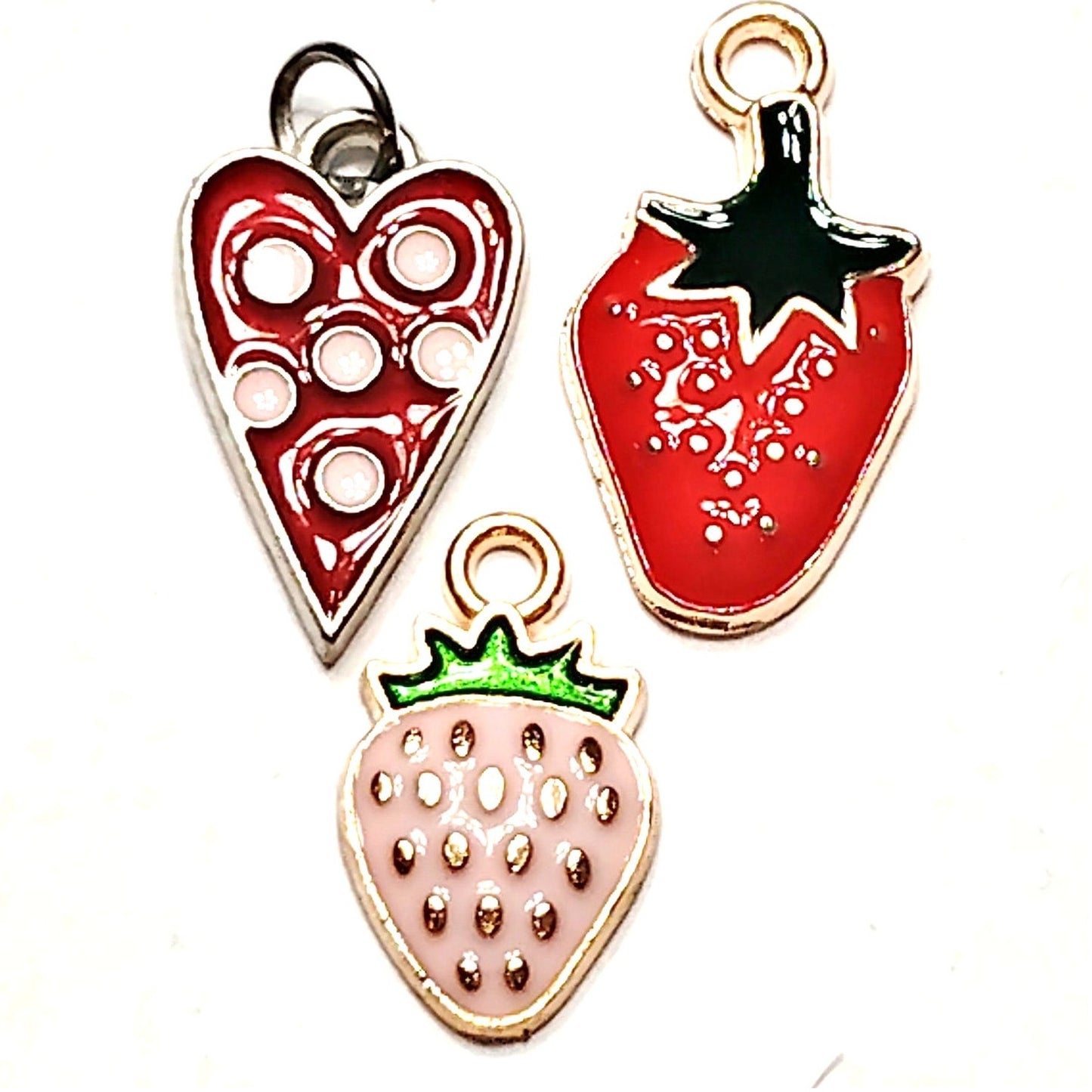 Assorted Fruit & Heart Charms Gold‑Tone Enamel 1/2"–5/8" Jewelry Making Pendants