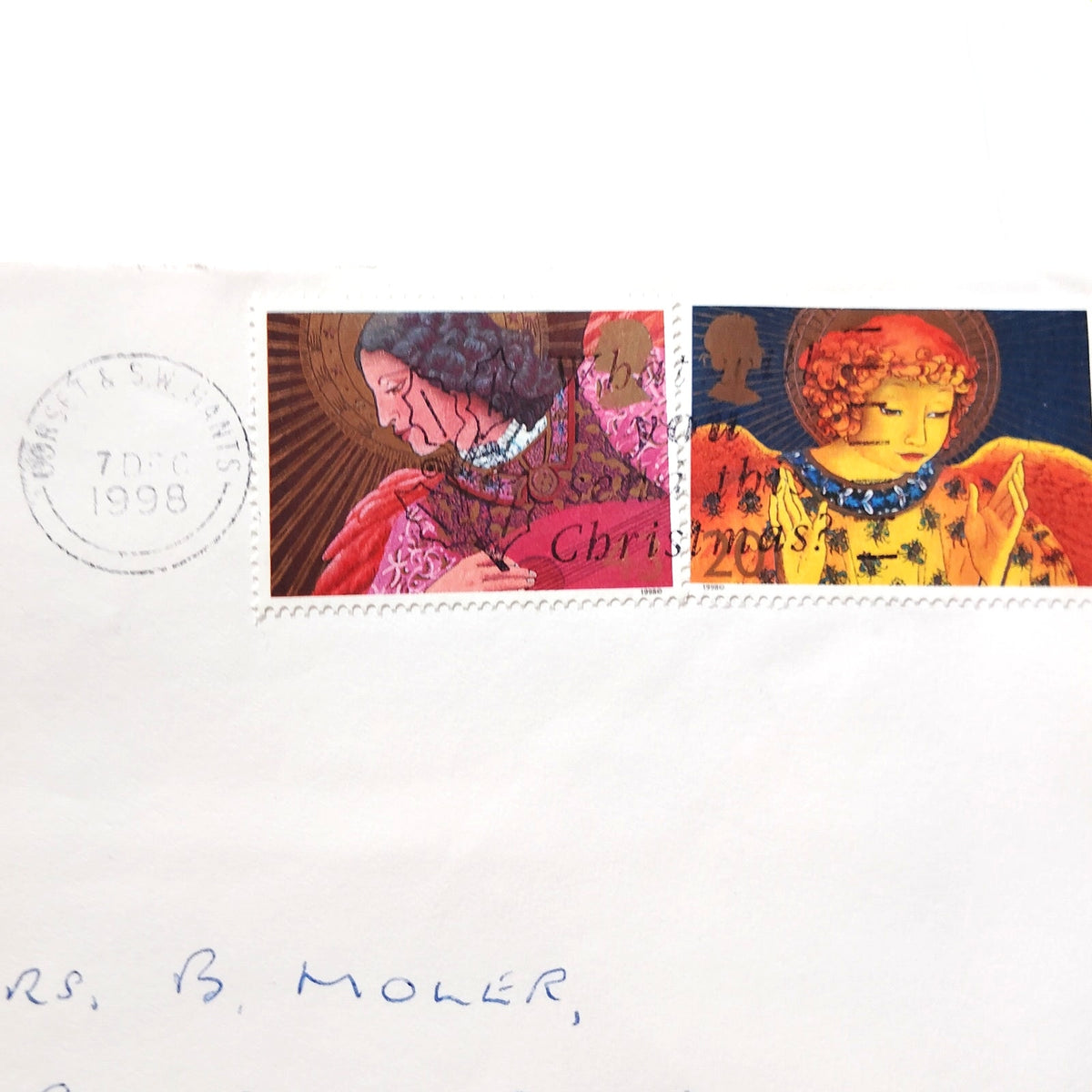 1998 GB Royal Mail Christmas Cover Madonna & Child Stamps Dorset Postmark