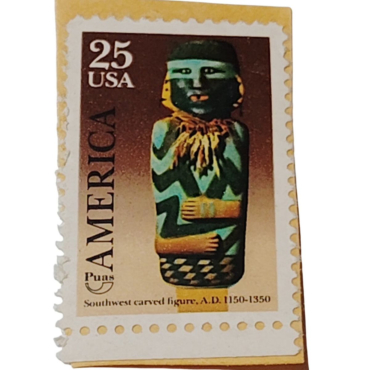 1989 USPS 25¢ Southwest Carved Figure Stamp - Mimbres Culture Art