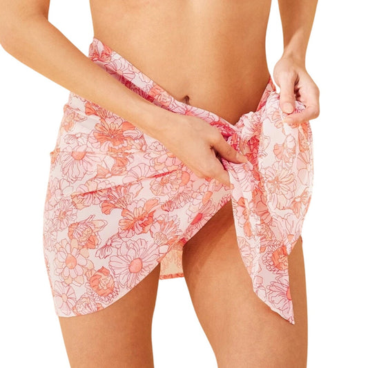 Shade & Shore Floral Print Chiffon Sarong Cover‑Up Pink S (4-6)