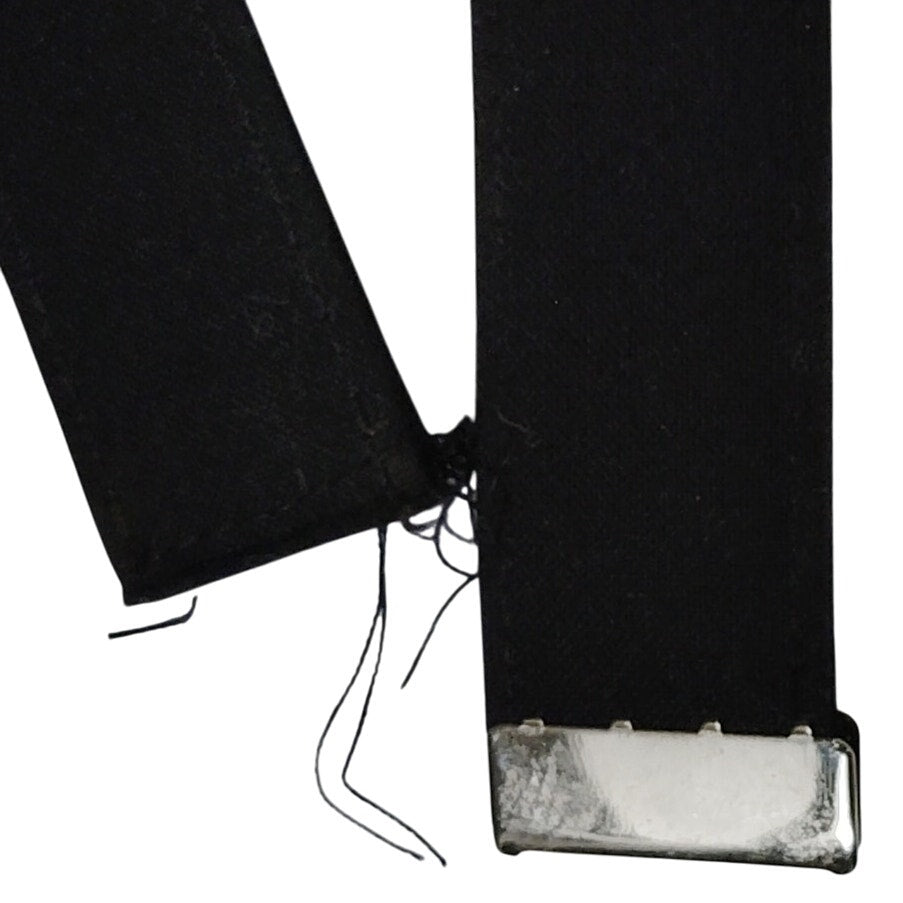 44" Men's Black Fabric Belt, No Buckle, Silver Keeper End, Formal/Garrison Use