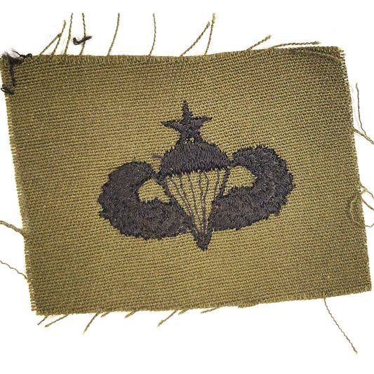 US Army Senior Parachutist Badge Patch Subdued ODG 2‑1/2" × 2" BDU Sew‑On NOS