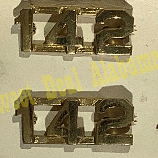 Early/Mid 1900s Brass C-Clasp "142" Collar Device 3/8"H Hat / Lapel Pins Set