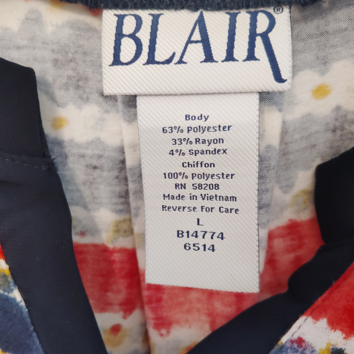 Blair Red Navy Yellow Stripe Top Women’s Large Lightweight Exc. Estate Shirt