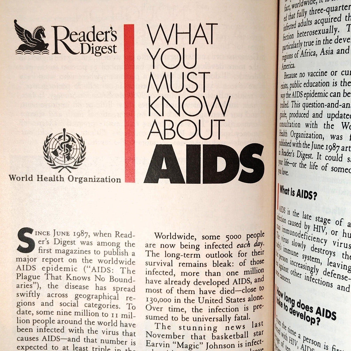Reader's Digest February 1992 VTG Magazine Issue, Aids Epidemic, 92' Election
