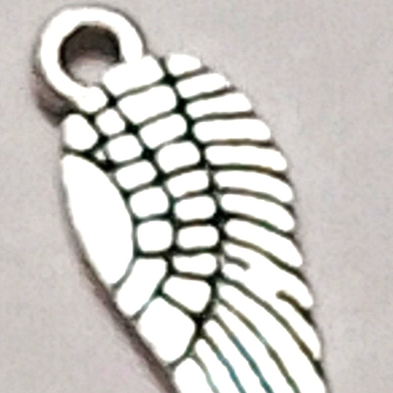 Angel Wing Charm Silver‑Tone Metal Feather Pendant 1/2" Symbol of Protection
