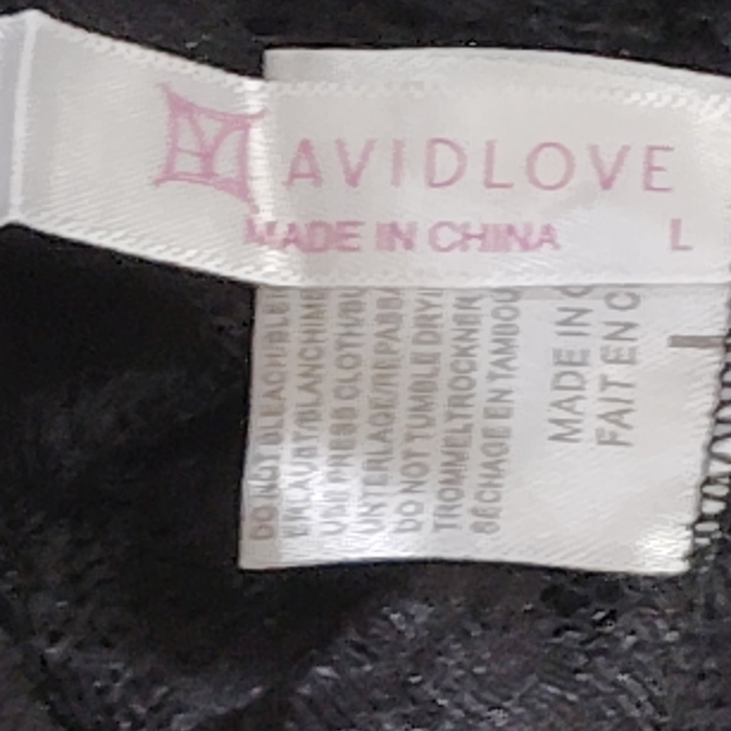 Avidlove Women’s Satin Lace Chemise & Thong Set – Black – Large – NWT