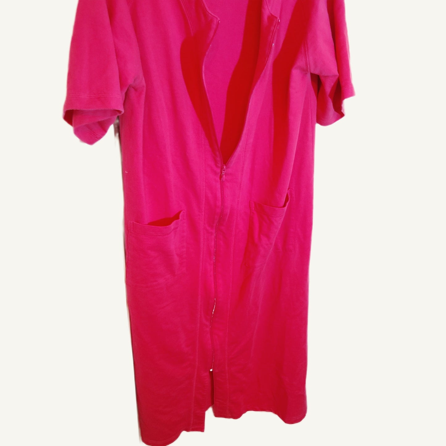 Lane Bryant Vintage Pink Zip Front Robe House Dress - Cotton Blend Medium