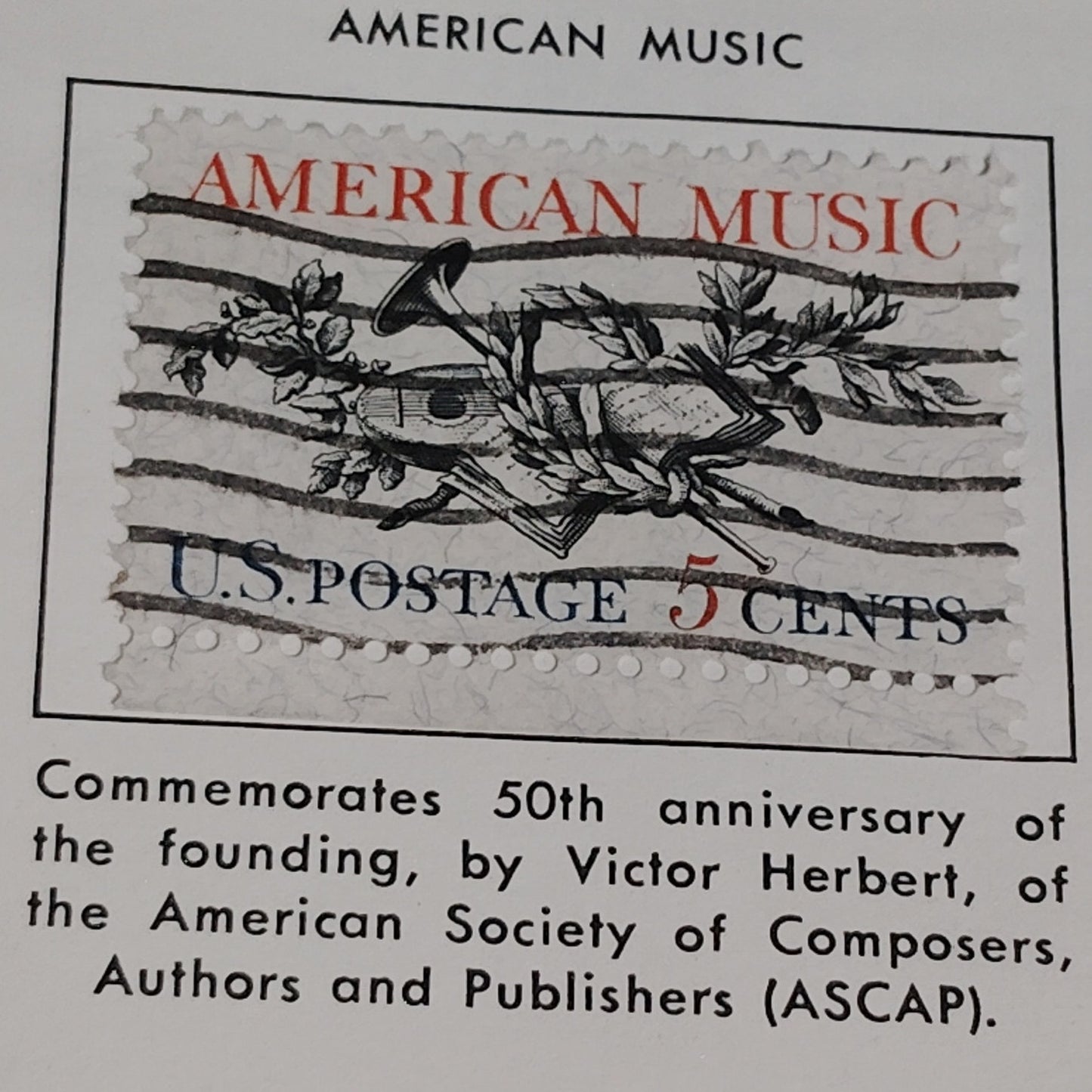 1964 Scott #1249 – 5¢ American Music / ASCAP 50th Anniversary – Canceled