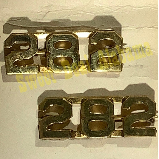 Early/Mid 1900s Brass C-Clasp "282" Collar Devices 3/8"H Hat / Lapel Pins Set