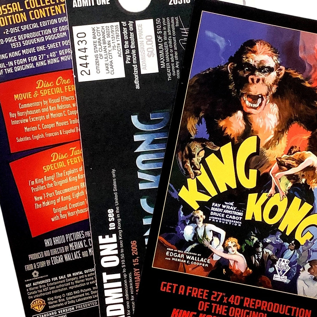 King Kong Gift Box (Tin), 3 Movies with Many Extra Memorabilia Items, 2005, NIB