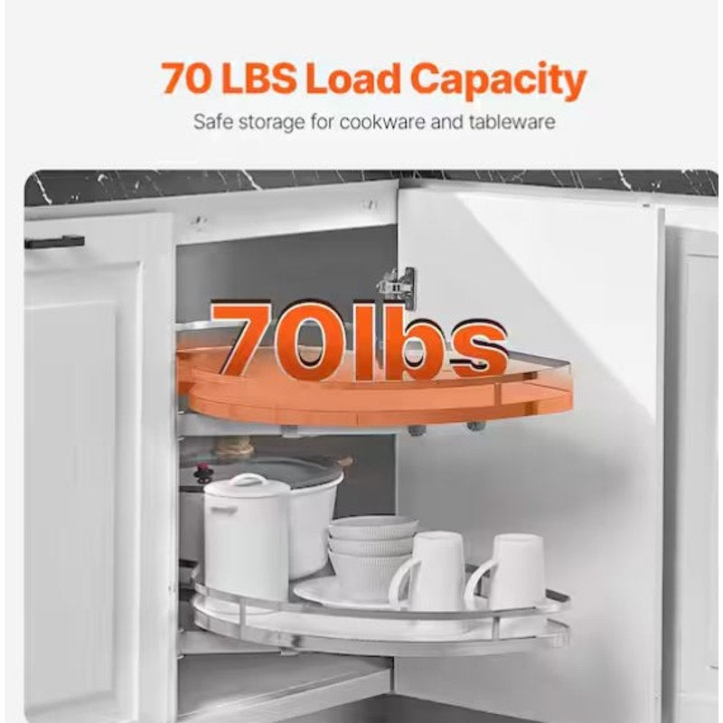 Swing Left Blind Corner Storage Pull Out 36" 2-Tier Soft Close Cloud Tray