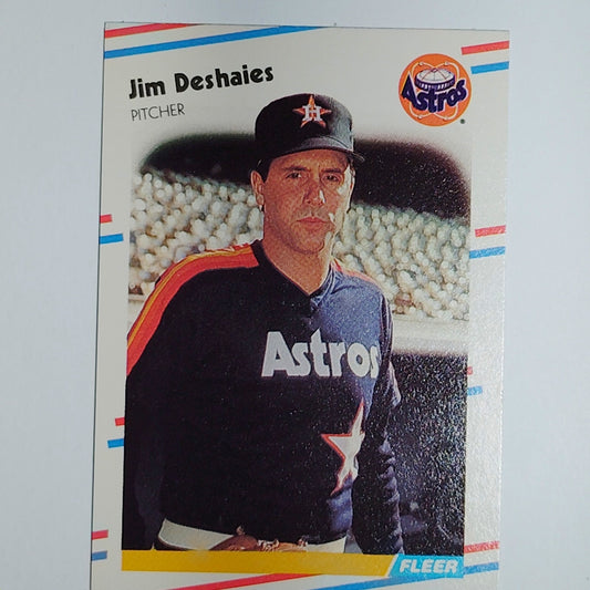 1988 Fleer Jim Deshaies #446 Houston Astros Pitcher - Dark Rainbow Jersey VG/EX
